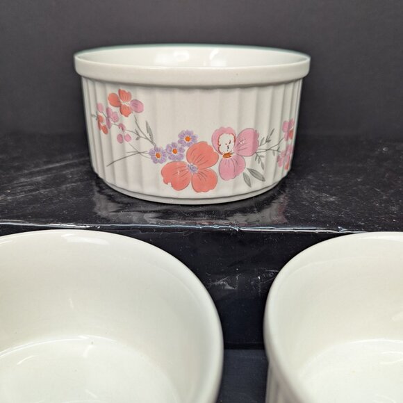 Galleria Collection Stoneware Pink Floral Ramekin 1985 JMP Marketing Lot of 3 - Picture 6 of 10